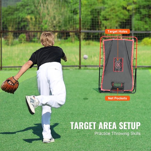 Baseball And Softball Rebounder Net 35 x 4.5 ft 2in1 Switch Hitter Pitch