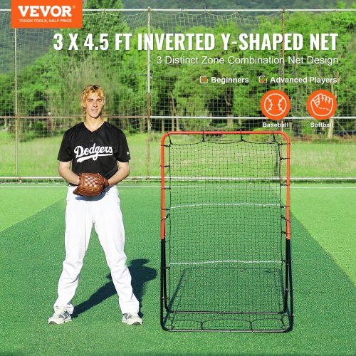 Baseball And Softball Rebounder Net 3 x 4.5 ft PitchBack Baseball Pitching
