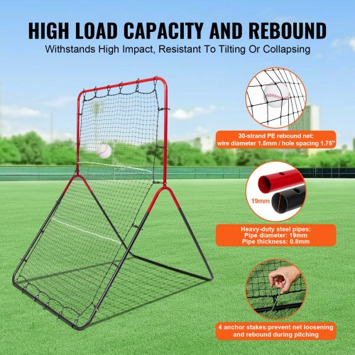 Baseball And Softball Rebounder Net 3 x 4.5 ft PitchBack Baseball Pitching