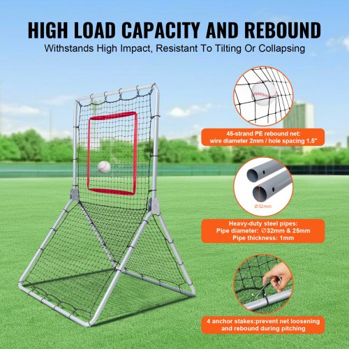 Baseball And Softball Rebounder Net 35 x 6 ft PitchBack Baseball Pitching