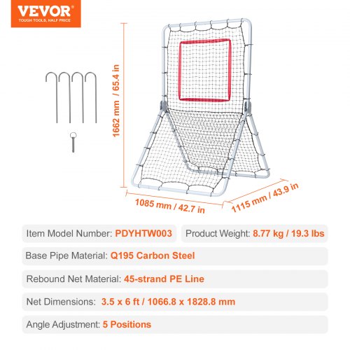 Baseball And Softball Rebounder Net 35 x 6 ft PitchBack Baseball Pitching