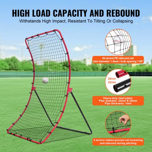 Baseball And Softball Rebounder Net 4 x 5.5 ft PitchBack Baseball Pitching