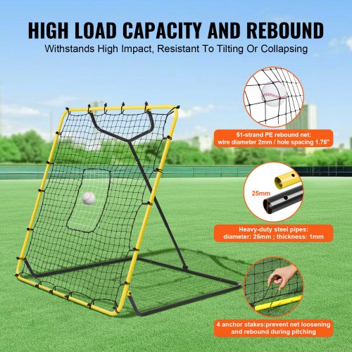 Baseball And Softball Rebounder Net 4 x 4.5 Feet PitchBack Baseball Nest