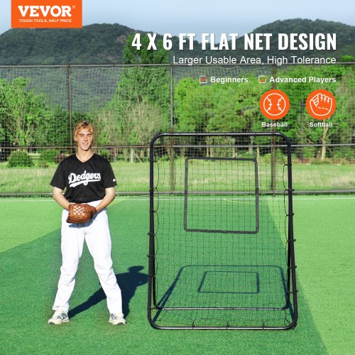 Baseball And Softball Rebounder Net 4 x 6 Feet PitchBack Baseball Nest