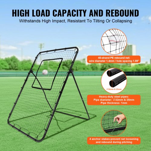 Baseball And Softball Rebounder Net 4 x 6 Feet PitchBack Baseball Nest