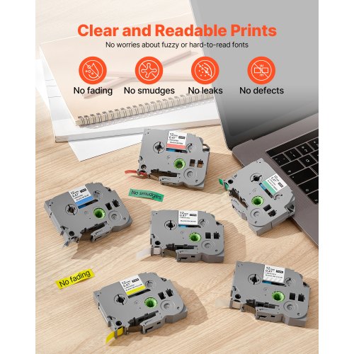 Label Maker Tape 6 Pack 047 in 12 mm Colored Label Maker Refills
