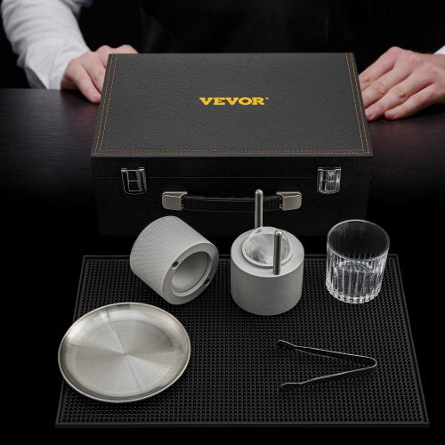 Ice Ball Press Kit Anodized 7075 Aluminum with Silicone Moulds Large Mat