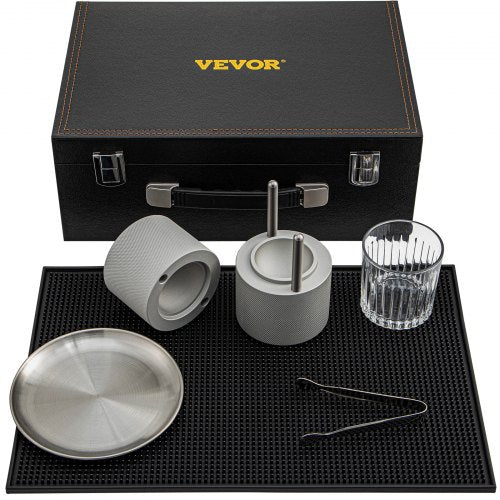Ice Ball Press Kit Anodized 7075 Aluminum with Silicone Moulds Large Mat