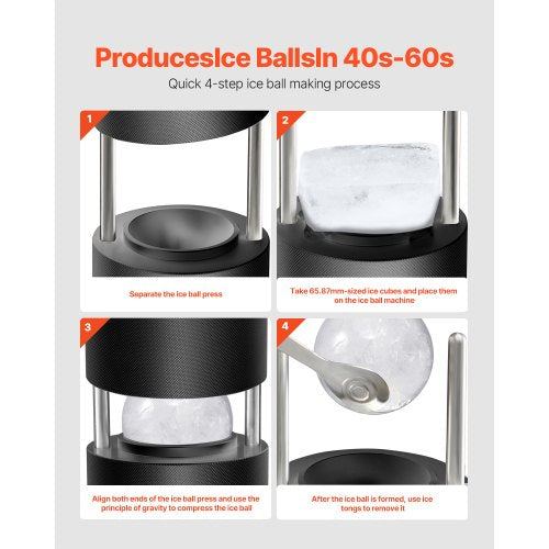 Ice Ball Press Kit Aviation Aluminum Ice Press with Ice Block Mold Large
