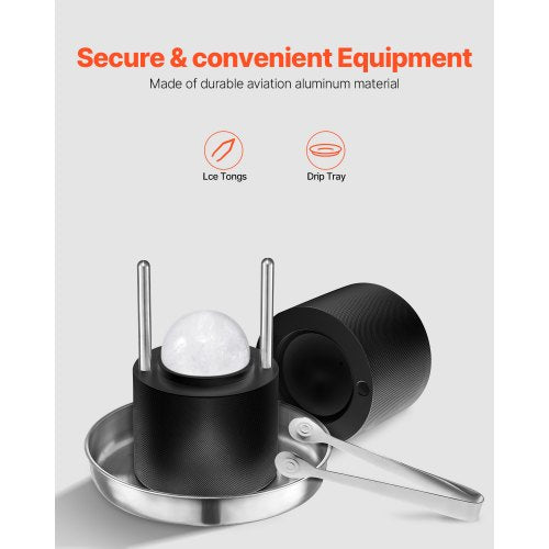 Ice Ball Press Kit Aviation Aluminum Ice Press with Ice Block Mold Large