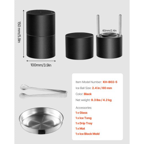 Ice Ball Press Kit Aviation Aluminum Ice Press with Ice Block Mold Large