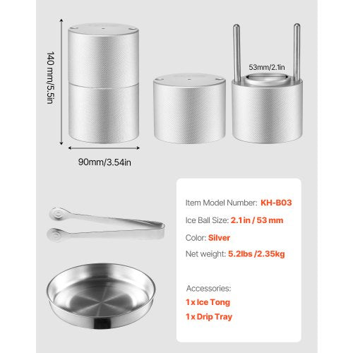 Ice Ball Press 21 Ice Ball Maker Aviation Aluminum Ice Ball Press Kit