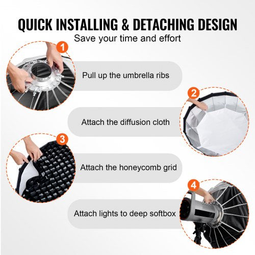Parabolic Softbox 33 in 850 mm Quick Release and Quick Fold Lightweight