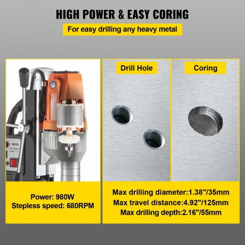 Magnetic Drill Magnetic Drilling Machine 980W Metal Drill Press High Power