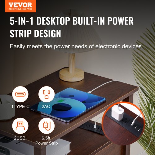 Farmhouse End Table Nightstand with Charging Station 4 Tiers End Table