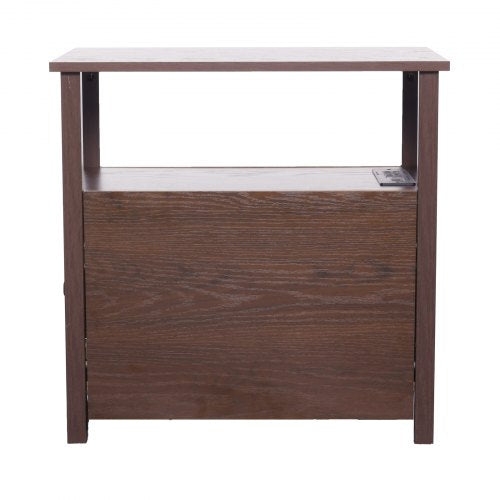 Farmhouse End Table Nightstand with Charging Station 4 Tiers End Table