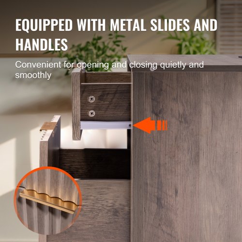 Farmhouse End Table Set of 2 Nightstand with Charging Station 3 Tiers Side