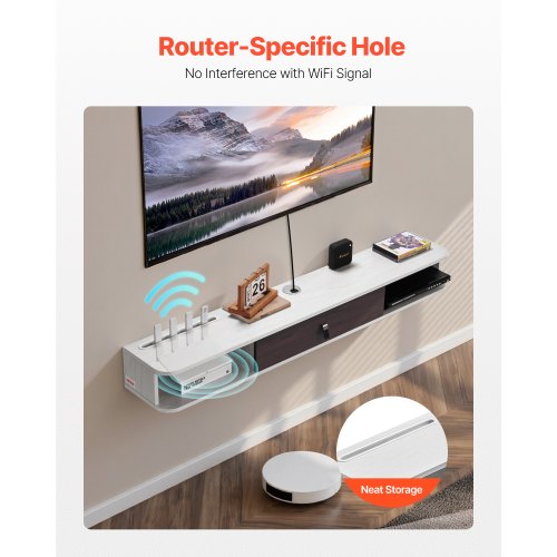 Floating TV Stand 55 in Wall Mount Entertainment Center with Cable Hole