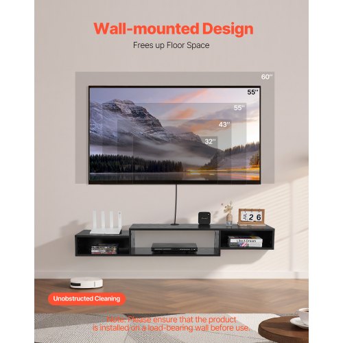 Floating TV Stand 59 Wall Mount Entertainment Center with Power Outlet