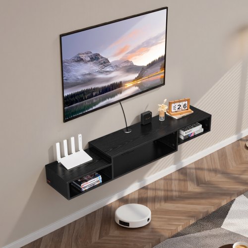 Floating TV Stand 59 Wall Mount Entertainment Center with Power Outlet