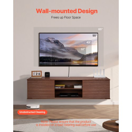Floating TV Stand 60 Wall Mount Entertainment Center with Adjustable Shelf