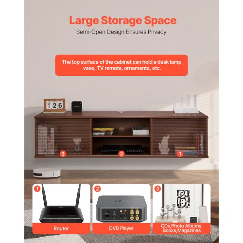 Floating TV Stand 60 Wall Mount Entertainment Center with Adjustable Shelf