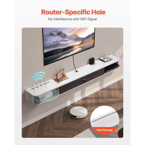 Floating TV Stand 70 in Wall Mount Entertainment Center with Cable Hole
