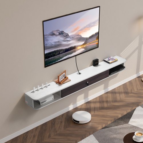 Floating TV Stand 70 in Wall Mount Entertainment Center with Cable Hole