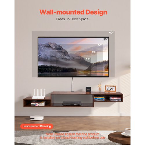 Floating TV Stand 70 Wall Mount Entertainment Center with Power Outlet