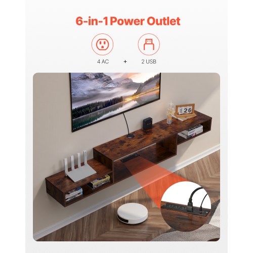 Floating TV Stand 70 Wall Mount Entertainment Center with Power Outlet