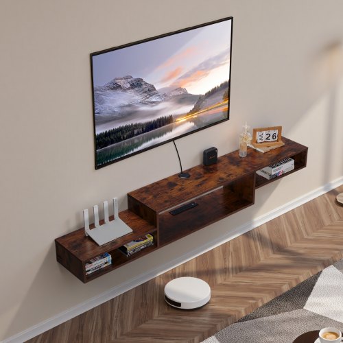 Floating TV Stand 70 Wall Mount Entertainment Center with Power Outlet