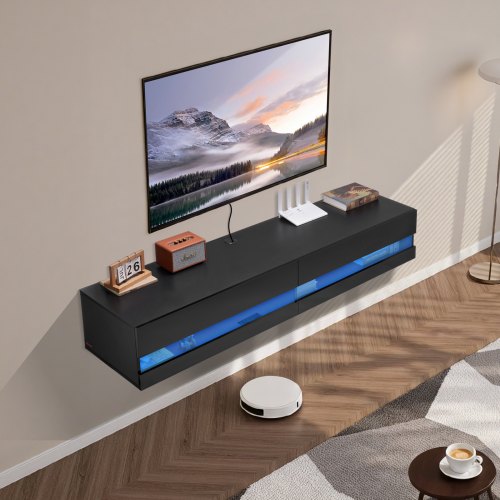 Floating TV Stand 71 in Wall Mount Entertainment Center with Power Outlet