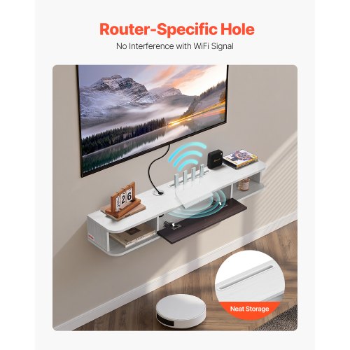 Floating TV Stand 47 in Wall Mount Entertainment Center with Cable Hole