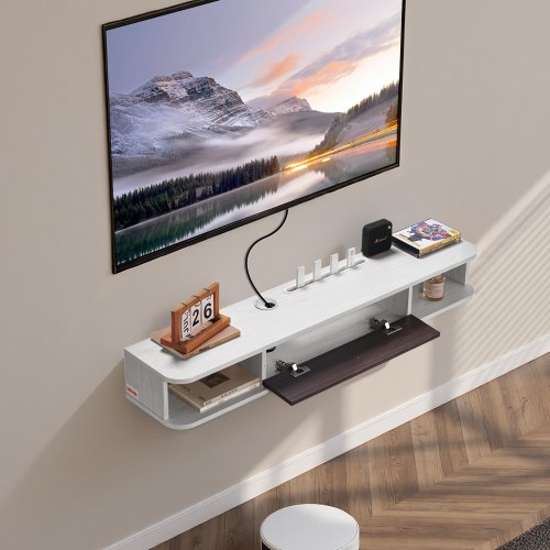 Floating TV Stand 47 in Wall Mount Entertainment Center with Cable Hole