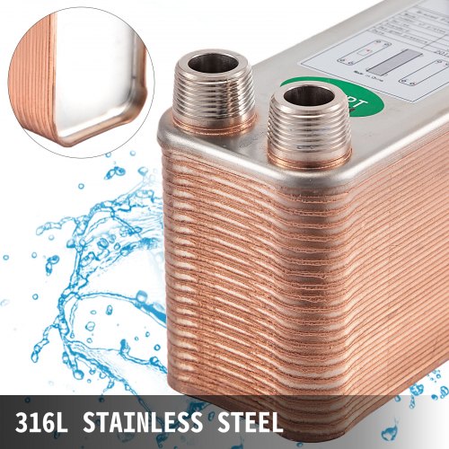 Heat Exchanger 3x75 40 Plates Brazed Plate Heat Exchanger 316L 34