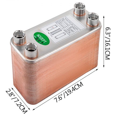Heat Exchanger 3x75 60 Plates Brazed Plate Heat Exchanger 316L 12