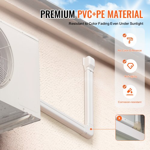 Mini Split Line Set Cover 3inch W 10Ft L PVC Decorative Pipe Line Cover