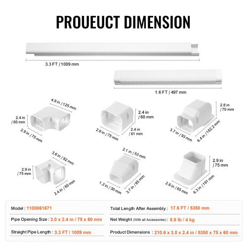 Mini Split Line Set Cover 3inch W 176Ft L PVC Decorative Pipe Line Cover
