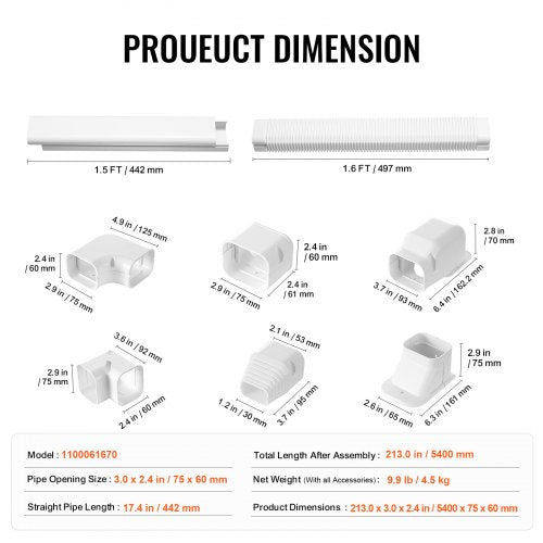 Mini Split Line Set Cover 3inch W 177Ft L PVC Decorative Pipe Line Cover