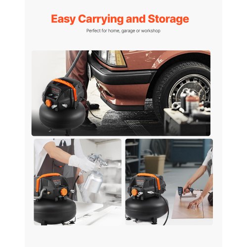 6 Gallon Air Compressor 1.7HP 23CFM 90PSI Portable Pancake Air