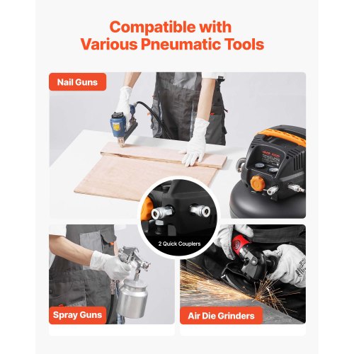 6 Gallon Air Compressor 1.7HP 23CFM90PSI Portable Pancake Air Compressor