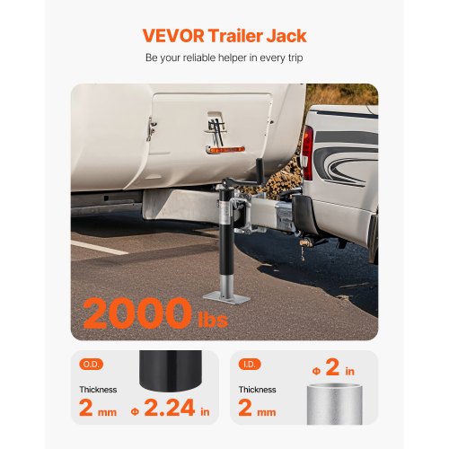 Trailer Jack 2000 lbs Dynamic Load Capacity Heavy Duty Swivel Bolton