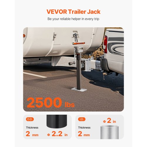 Trailer Jack 2500 lbs Dynamic Load Capacity Heavy Duty Swivel Bolton