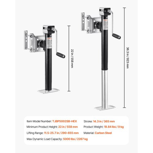 Trailer Jack 5000 lbs Dynamic Load Capacity Heavy Duty Swivel Bolton