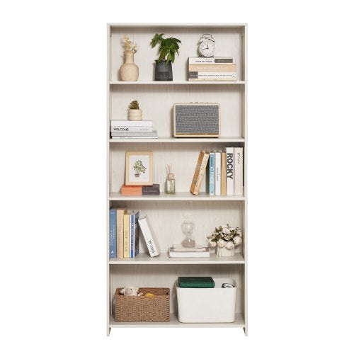 5 Tiers Wide Bookshelf 68 in Wooden Open Bookcase with Display Storage