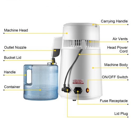 Pure Water Distiller 750W Purifier Filter Fully Upgraded with Handle 11