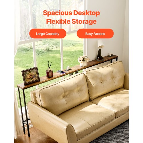 Narrow Console Table 2 Pack Behind Couch Table with Power Outlets 1Tier