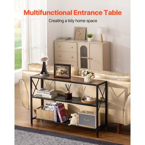 Narrow Console Sofa Table 41.7 inches Behind Couch Table 3Tier Long