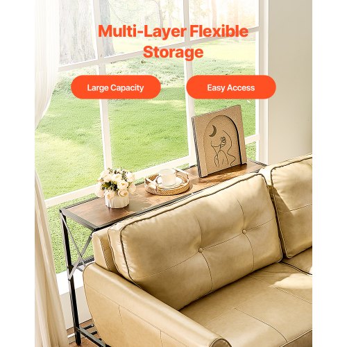 Narrow Console Sofa Table 41.7 inches Behind Couch Table 3Tier Long