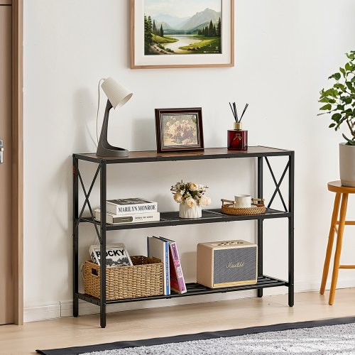 Narrow Console Sofa Table 41.7 inches Behind Couch Table 3Tier Long